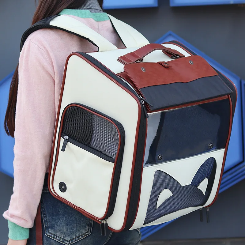 Bolsas para mascotas con cápsula espacial, bolsa escolar de lona para perros de gran capacidad para salida de gatos, mochila portátil de doble hombro para gatos, mochila para mascotas - imagen 3