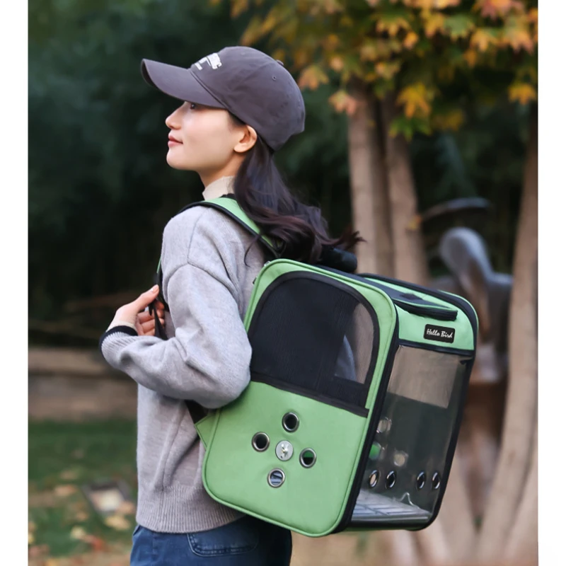 Mochila transportín transpirable para loros, periquitos y cacatúas
