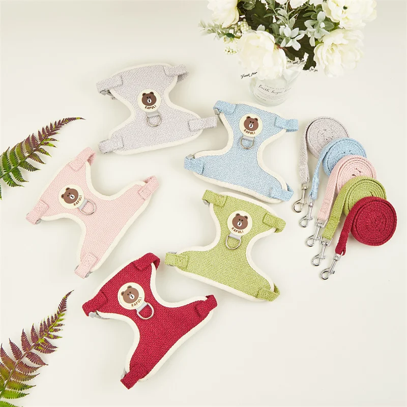 Conjunto de arnés y correa con estampado de dibujos animados para gatos y conejos, accesorios para mascotas, chaleco, ropa, accesorios para conejos - imagen 3