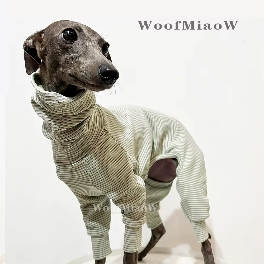 Ropa cálida italiana Little Lingti, terciopelo a rayas, suave y cómoda, Sudadera con capucha abierta en la parte delantera para perro, ropa para el hogar, Otoño/Invierno - imagen 4