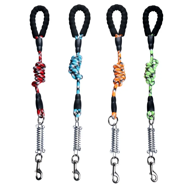 Correa de nailon con resorte para perro grande, correa de tracción a prueba de mordeduras, Asa cómoda para caminar, suministros para mascotas - imagen 3