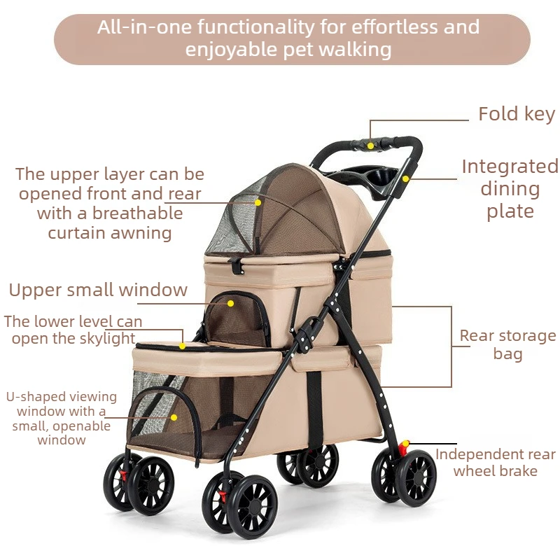 Carrito de paseo plegable para gatos y perros pequeños domésticos - imagen 2