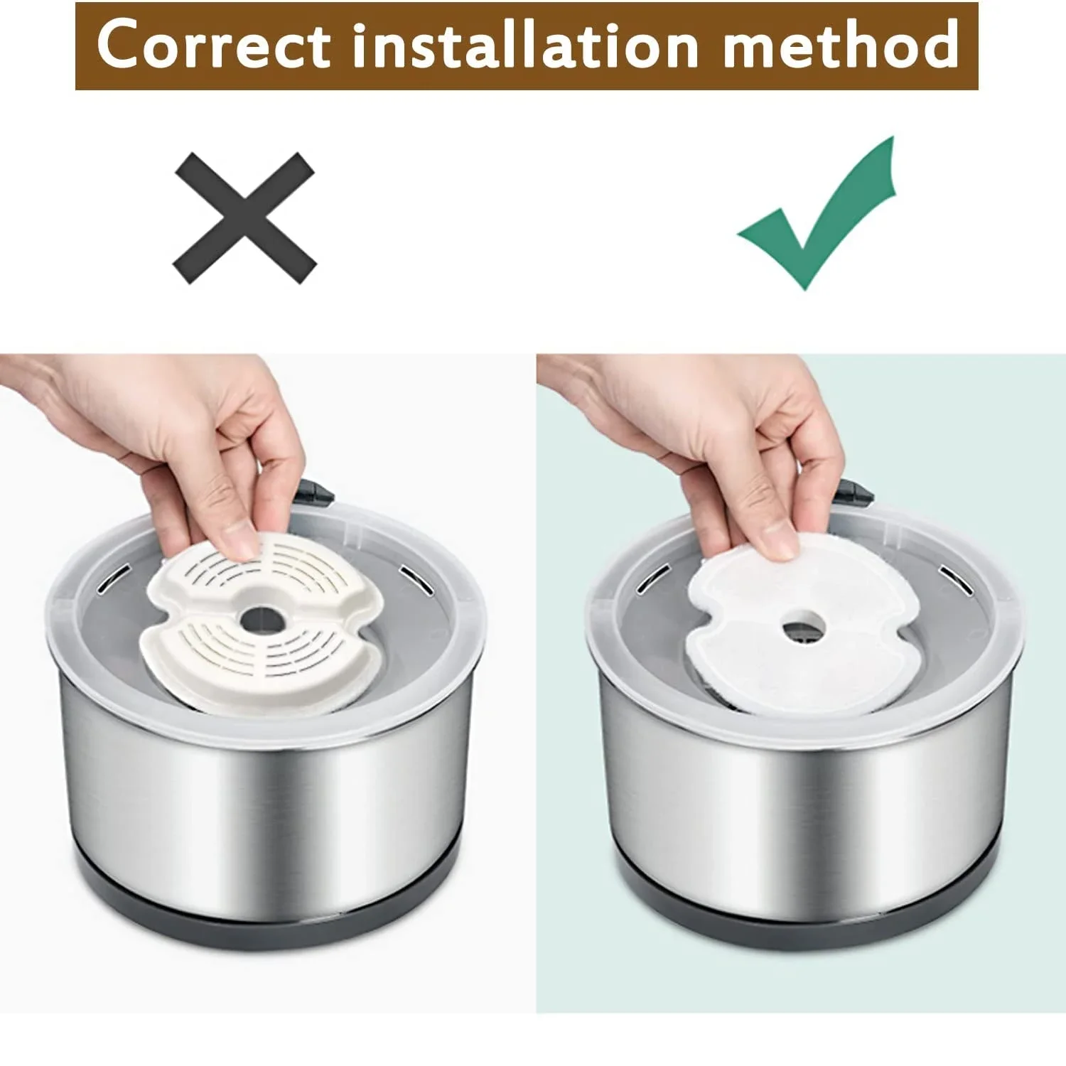 Filtros de fuente de agua para gatos, filtración múltiple para bebedero de acero inoxidable para gatos, bebedero de flores, alimentador de agua - imagen 5