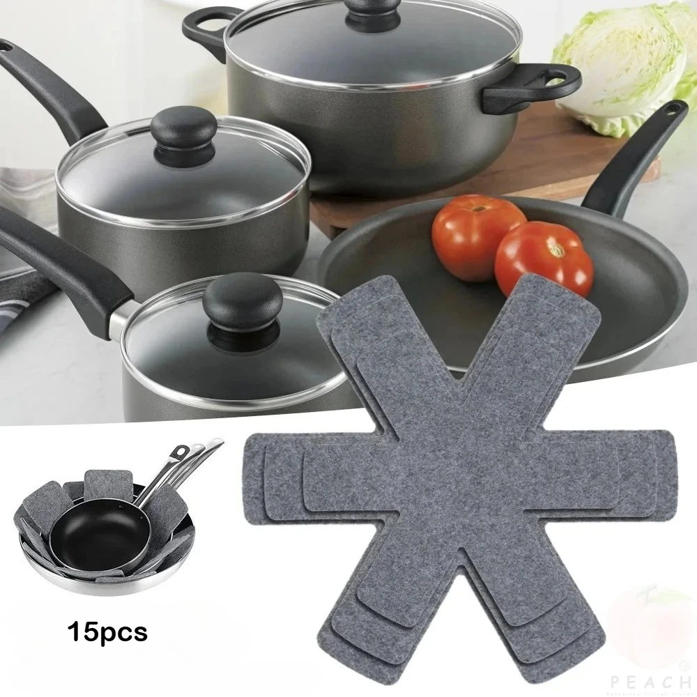 Protectores de sartenes de 3 tamaños, almohadillas divisorias de ollas, almohadillas separadoras de sartenes no tejidas para proteger los separadores, utensilios de cocina