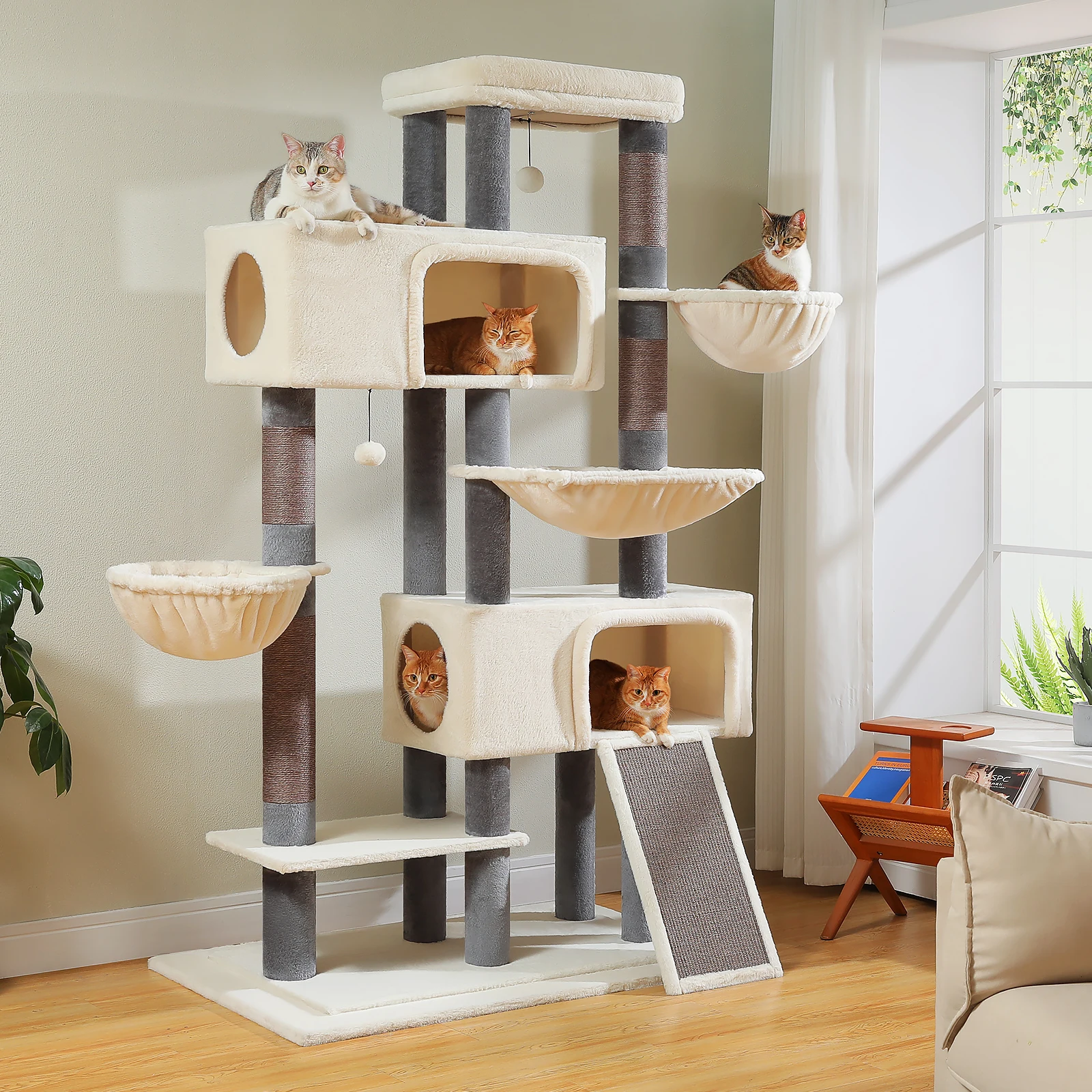 Árbol para Gatos Multinivel con Hamaca Grande y Postes de Sisal - imagen 4