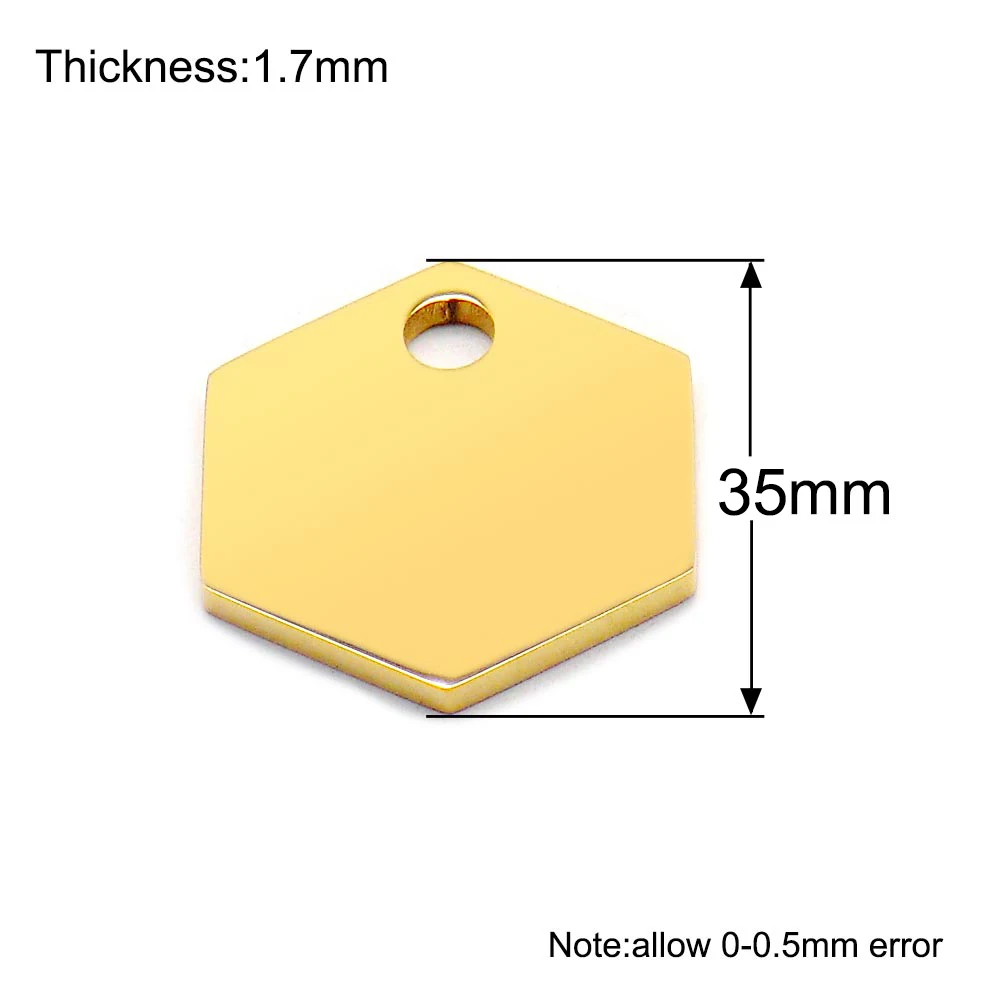 Venta al por mayor, 100 Uds., etiquetas de identificación para mascotas, colgante hexagonal de acero inoxidable, etiqueta para perro, agujero, placa de identificación personalizada, nombre de regalo, logotipo de teléfono para persona - imagen 5
