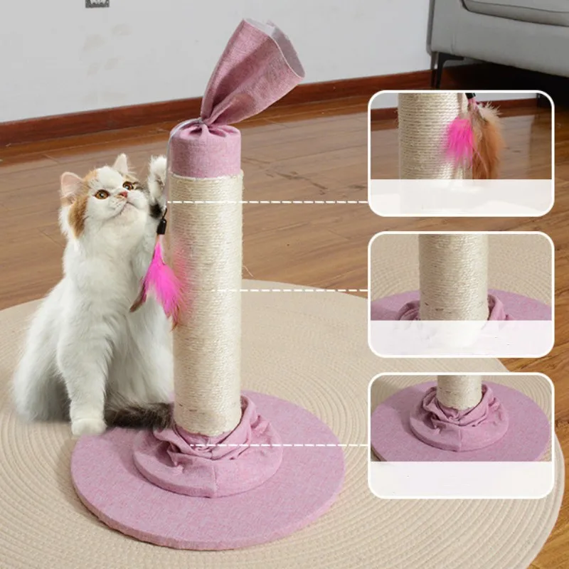 Poste rascador para gatos, marco de escalada para gatos pequeños, poste de Sisal duradero para rascar gatos, tablero rascador con plumas, juguetes para mascotas, árbol para gatitos - imagen 4