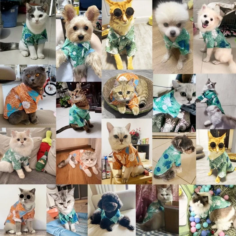 Camiseta hawaiana de estilo playero para perros, camiseta transpirable de verano para cachorros, camisa fresca de manga corta para gatos y mascotas, ropa para perros Chihuahua - imagen 2