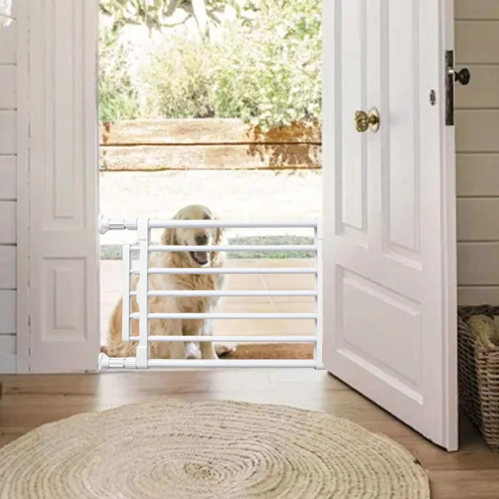 Puerta retráctil para perros, escaleras de acero al carbono, pasillos, valla para mascotas, protección de barrera para Patio, jardín, puerta interior, escaleras - imagen 3