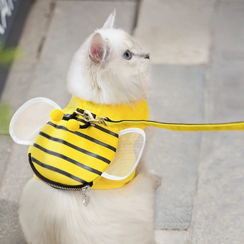 Arnés de cuerda de tracción para gatos, juego de correas ajustables para entrenamiento de abejas, para perros y gatos pequeños, Incluye correa - imagen 3