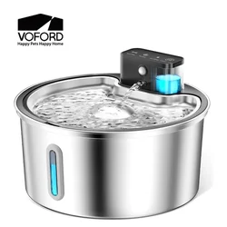 VOFORD-fuente de agua inalámbrico para gatos, recarga de 3,2l, Sensor automático, fuente de agua para perros de acero inoxidable, múltiples cuencos para beber para mascotas