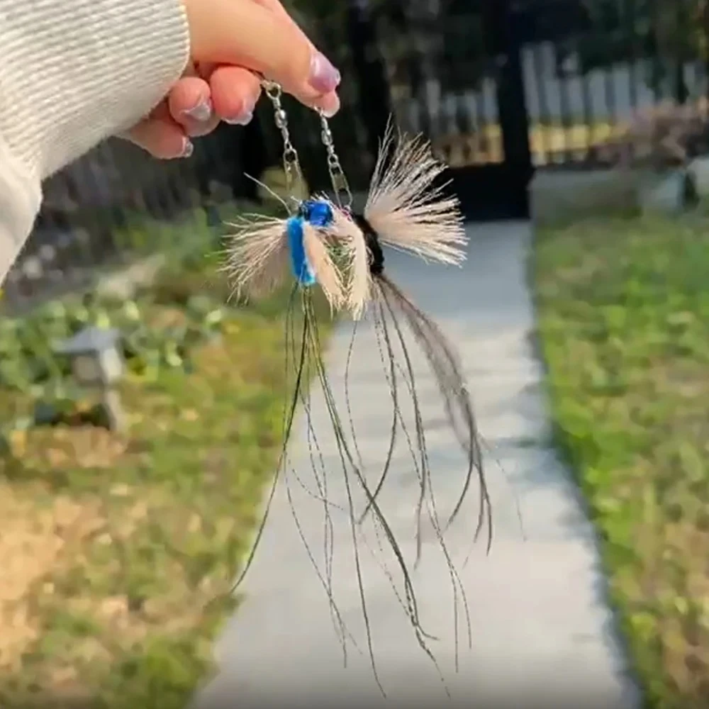 Palo de teaser de gato de insecto de simulación para cambiar de cabezales, juguetes para gatos, suministros de juguetes para mascotas con borlas - imagen 3
