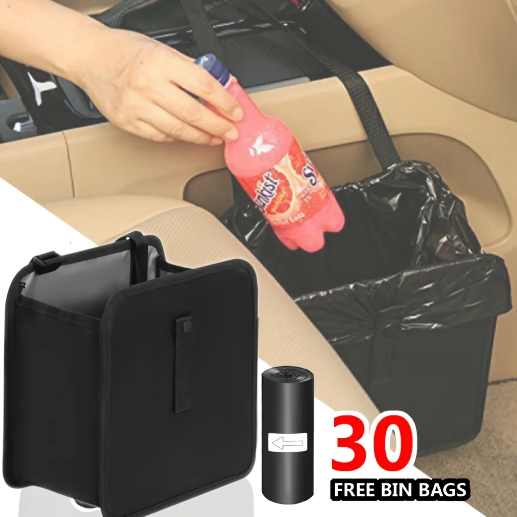 Cubo basura portátil resistente para coche perro y gato con bolsas - imagen 3