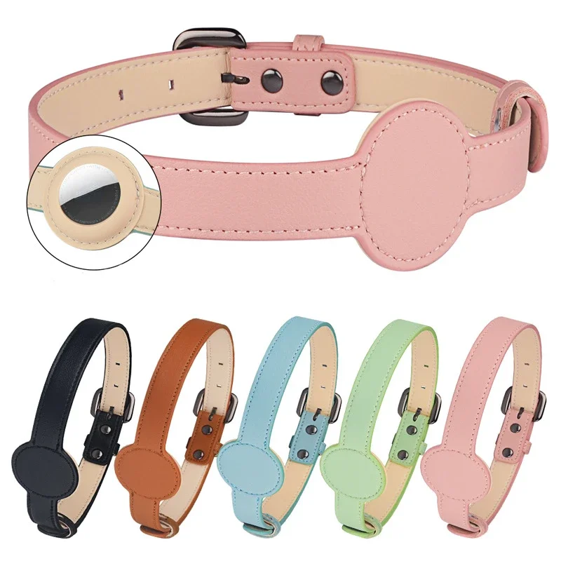 Ubicación para Airtag Tracker Collar diseño funda de cuero ajustable para AirTag Collar Airtags para Apple protección Anti-pérdida mascota - imagen 5