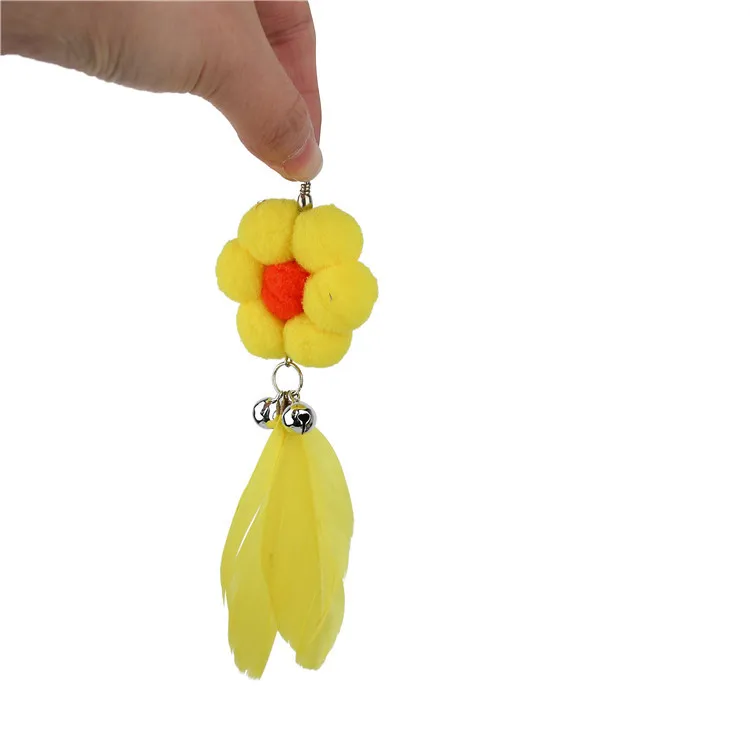 Juguete interactivo Multicolor para gato, palos Teaser para gato, suministros para gato, Bola de piel, flor, mordedura - imagen 3