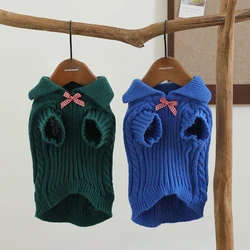 Suéter de punto con cuello lazo para gatos y perros pequeños - Abrigo cálido de invierno