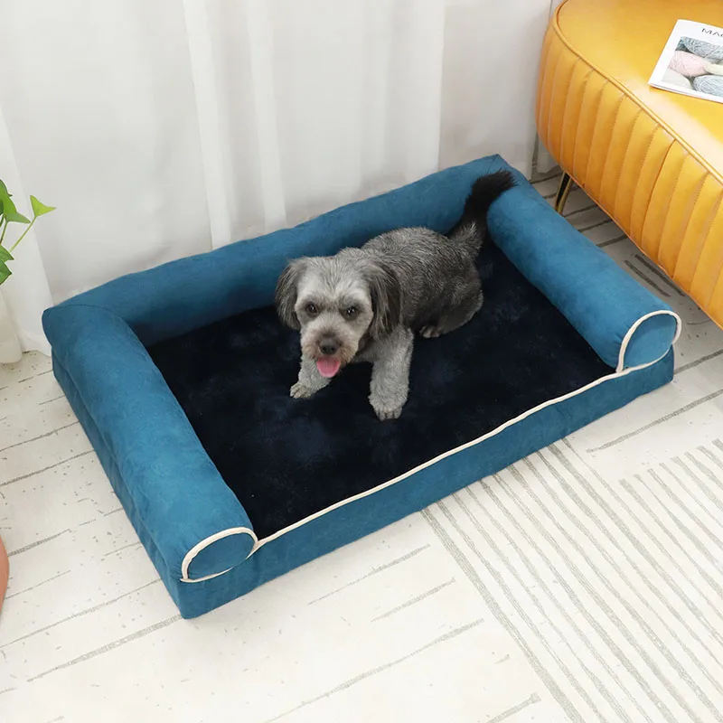 Cama para perro, sofá, sueño profundo, nido para mascotas, manta cuadrada gruesa y cálida para caniche, cojín impermeable, accesorios cómodos para perrera