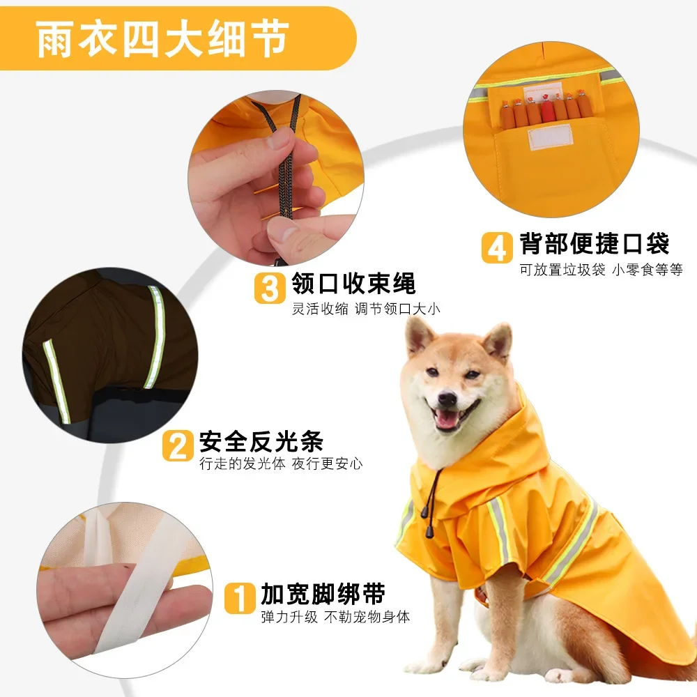 Nuevo Chubasquero para mascotas, Poncho para perros, tipo capa, impermeable reflectante para perros, suministros para mascotas - imagen 3