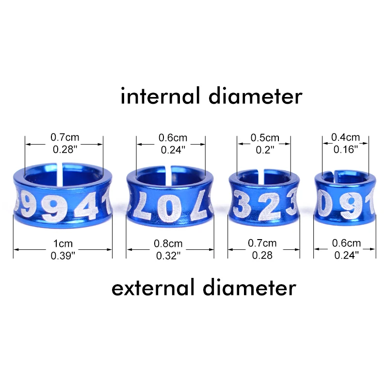 10 Uds. Anillos de aluminio para pies de Paloma, anillos para piernas de loro y pájaro, identificación de alimentación de aves, suministros para entrenamiento de vuelo al aire libre - imagen 4
