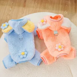 Ropa de lana para perros, mono de invierno para perros, lindo oso, mascota, ropa cálida de cuatro patas, monos para perros, gatos, Chihuahua, Bichon, abrigo para cachorros