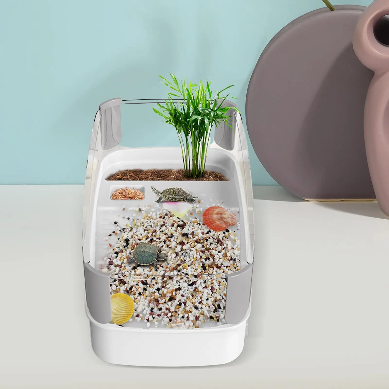 Turtle Tank Pets Accessory Tortoises Case Multifunction Areas Hermit Hatching Frog Tortoise Aquarium Starter Turtle Habitat