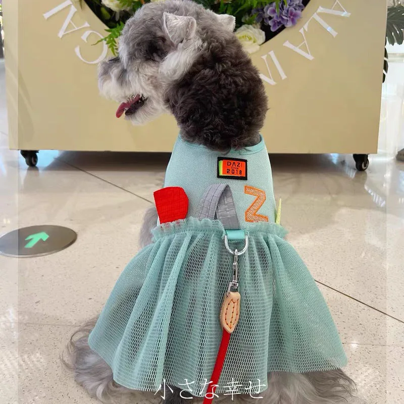 Mesh Pet Apparel Harness Dresses For Small Dogs Puppy Luxury Princess Chest for Schnauzer Bichon Pomeranian Spring Summer Skirts - imagen 4