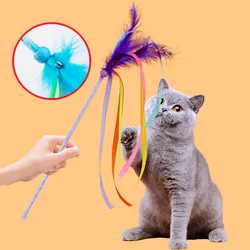 Juguete interactivo con plumas para gatos - borla y campana