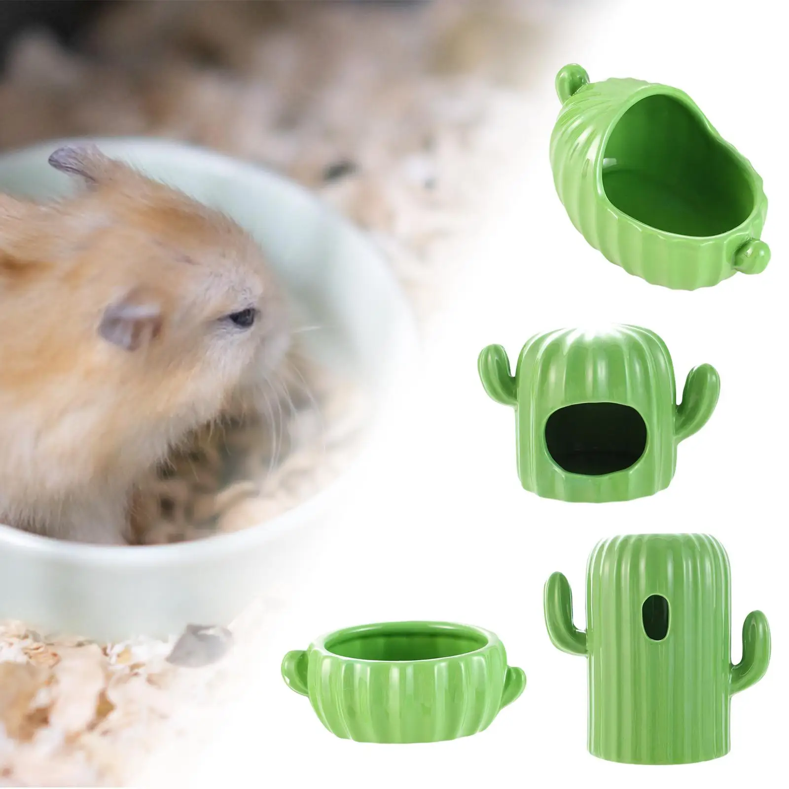 4Pcs Ceramic Hamster Hideout Small Animal Huts for Chipmunk Squirrels Ferret