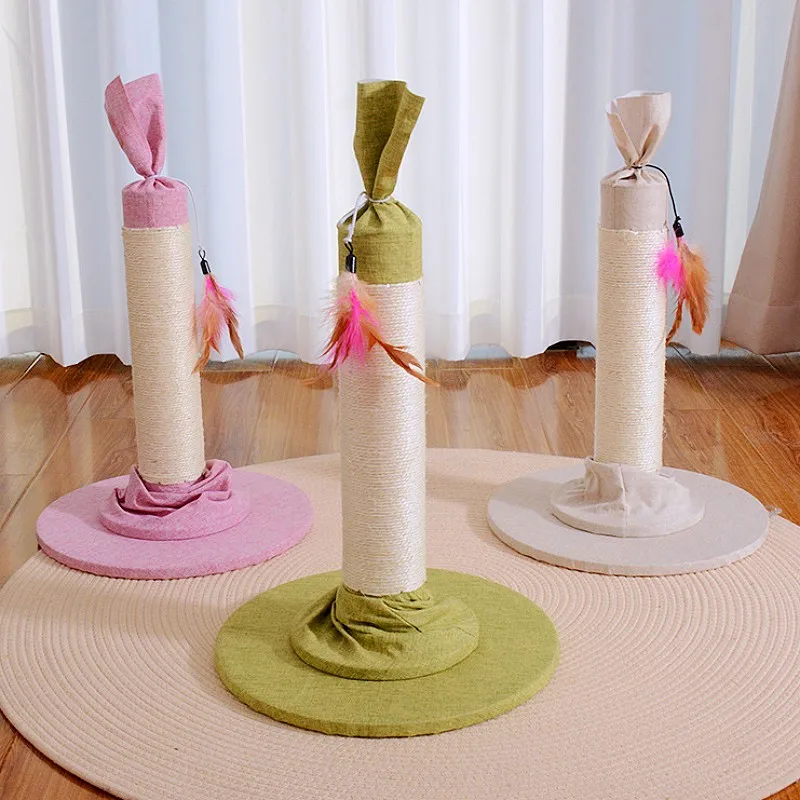 Poste rascador para gatos, marco de escalada para gatos pequeños, poste de Sisal duradero para rascar gatos, tablero rascador con plumas, juguetes para mascotas, árbol para gatitos - imagen 2