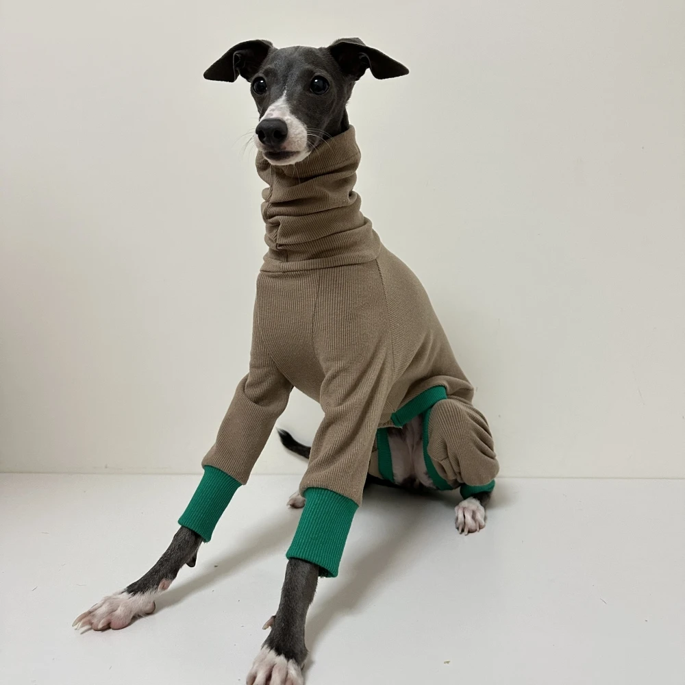Ropa para perros, ropa bonita de invierno para cachorros, abrigo cálido de algodón de 4 patas para café, sudadera para perro Whippet galgo italiano - imagen 4