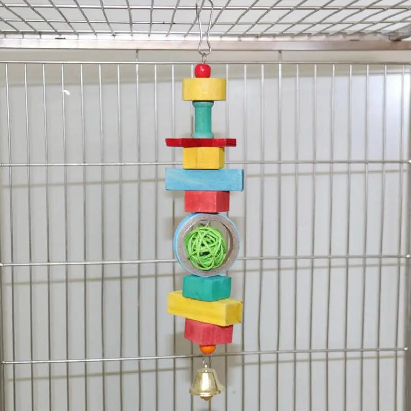 Juguetes de madera para periquitos, jaula para pájaros pequeños, juguetes para masticar coloridos para aliviar el estrés, juguetes para pájaros pequeños para loros - imagen 4