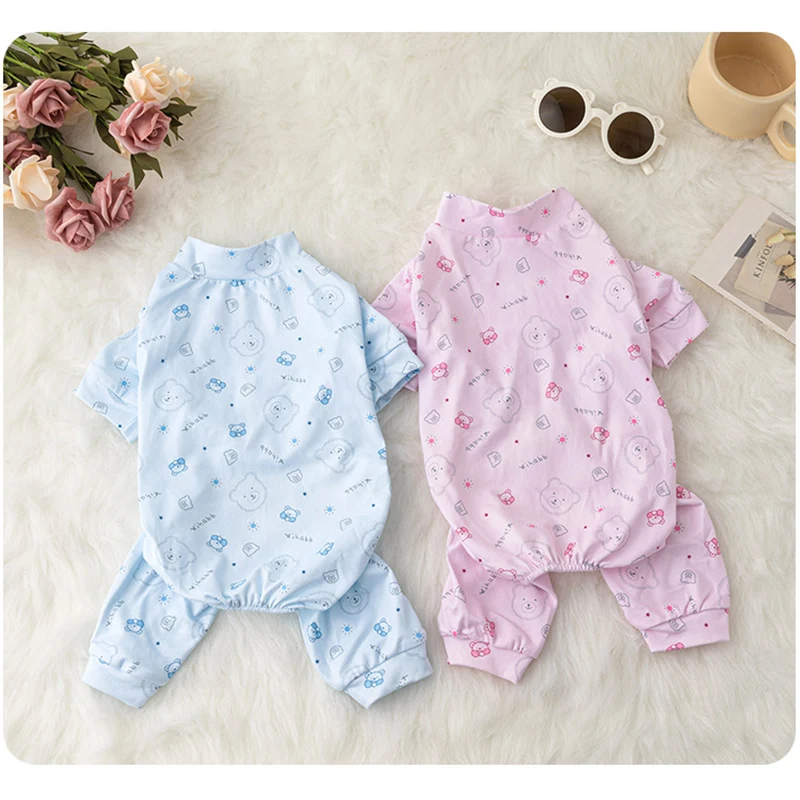 Pijama suave para perros y gatos, mono con diseño de osos, ropa de dormir para cachorros, camisón, ropa de algodón puro para mascotas - imagen 4