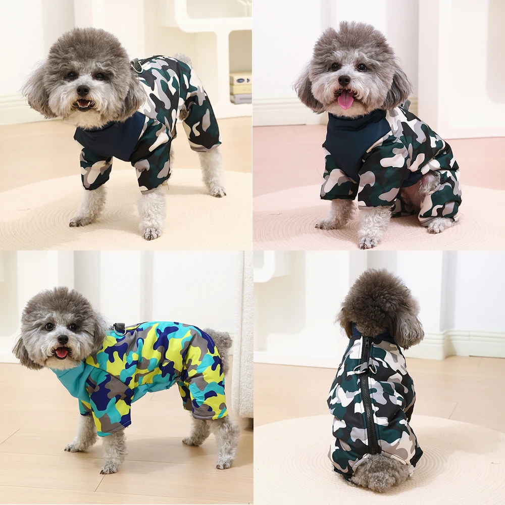 Mono grueso para cachorros, ropa de invierno, abrigo cálido para perros, chaqueta para perros pequeños, mono impermeable de camuflaje para Chihuahua y Pug, disfraz - imagen 5