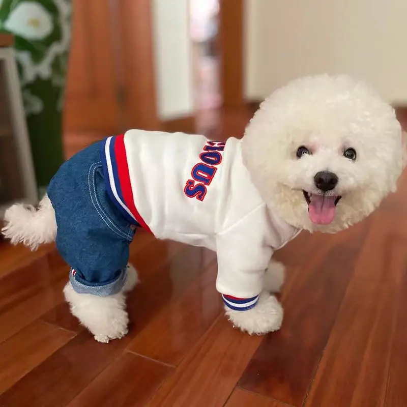 Chaqueta de béisbol de otoño/invierno para mascotas, chaqueta de peluche gruesa de invierno de cuatro patas para perros de tamaño mediano, chaqueta de peluche para perros pequeños - imagen 4