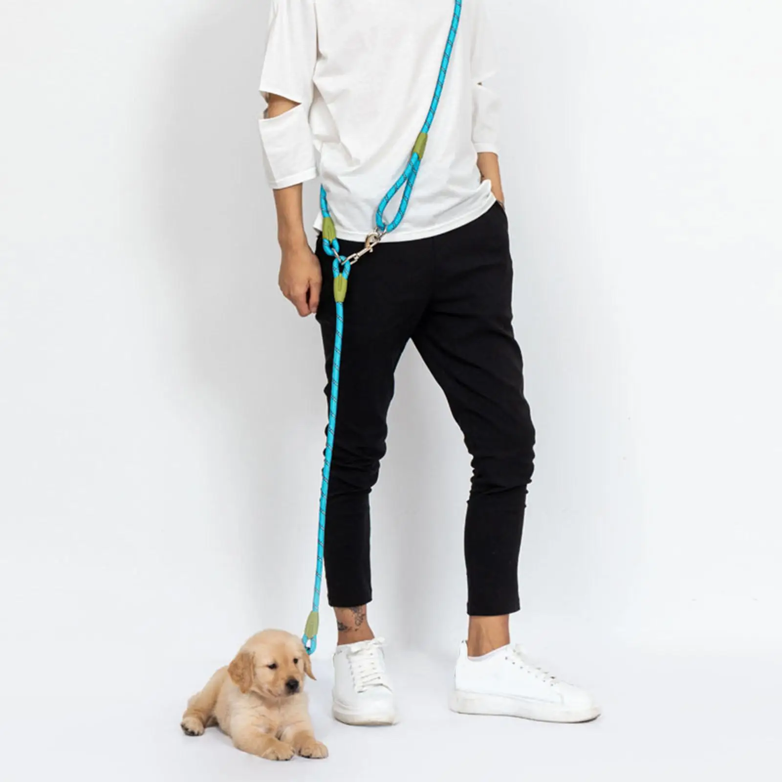 Heavy Duty Dog Leash Rope Hands Free Double Head Leashes Belt Braided Rope Polyester No Pull Slip Rope for Large Medium Dog Pet