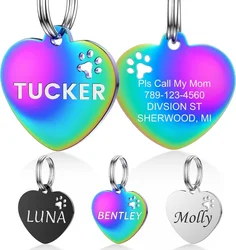 Etiqueta de perro personalizada, suministros para mascotas, Collar con nombre en forma, identificación personalizada, corazón, Collar multicolor, accesorios colgantes para gatos, antipérdida