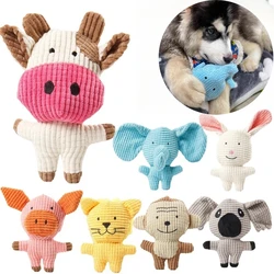 Juguetes de peluche para perros: conejo y vaca con chirriador