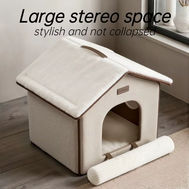 Cama estilo casa lavable para perros y gatos pequeños – Invierno - imagen 3