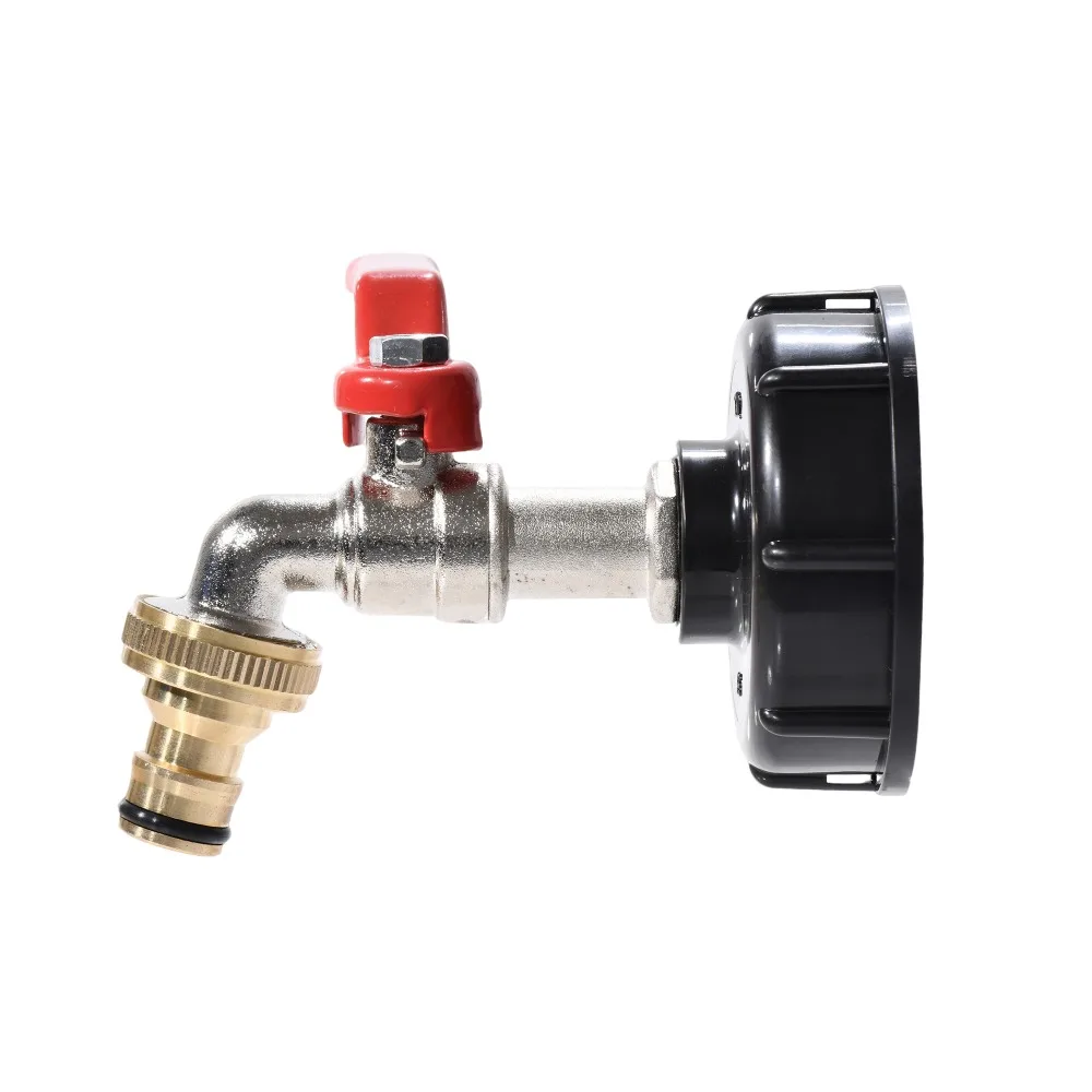 Adaptador de grifo de tanque IBC, conector de manguera de Metal de rosca S60x6 para tanque de agua de 1000L, grifo de conexión rápida, barril de lluvia para uso en jardín