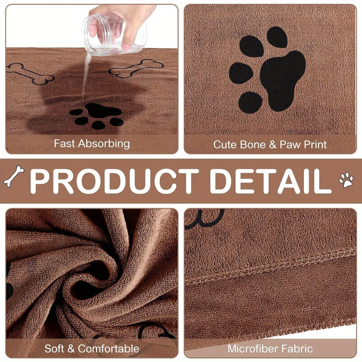 Toallas para perros, microfibra de secado rápido: paños absorbentes para limpieza de patas y baño para mascotas para razas medianas, 40x24 pulgadas - imagen 5