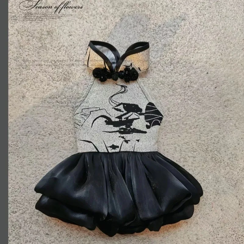 Ropa para perros, vestido Cheongsam de estilo japonés para gatitos, cuello de piel de verano e invierno, abrigo de flores bordado, ropa para cachorros de oso de peluche - imagen 3