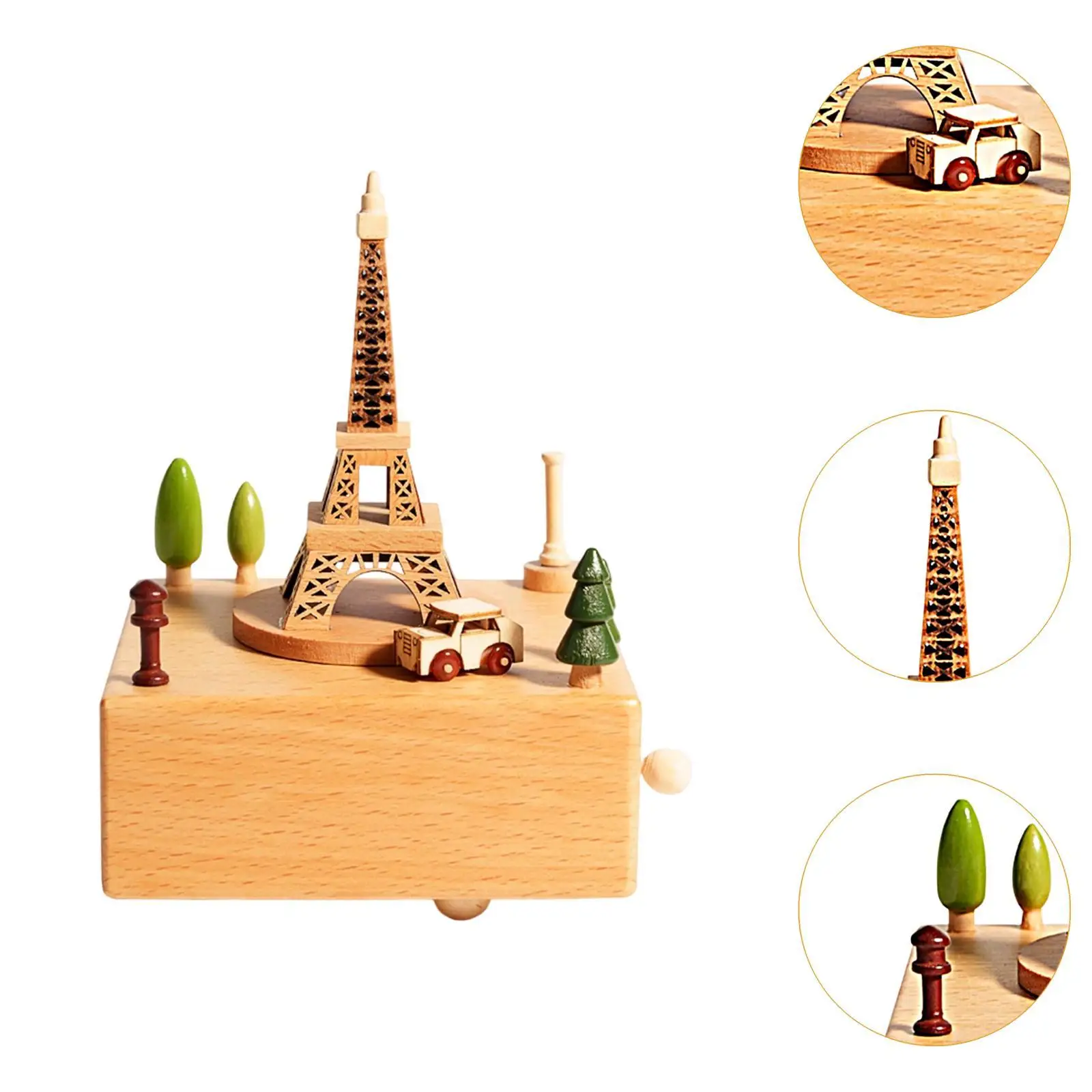 Caja de música de madera, juguete Musical giratorio hecho a mano, regalo de cumpleaños, adorno creativo para decoración del hogar, regalo de Navidad - imagen 5