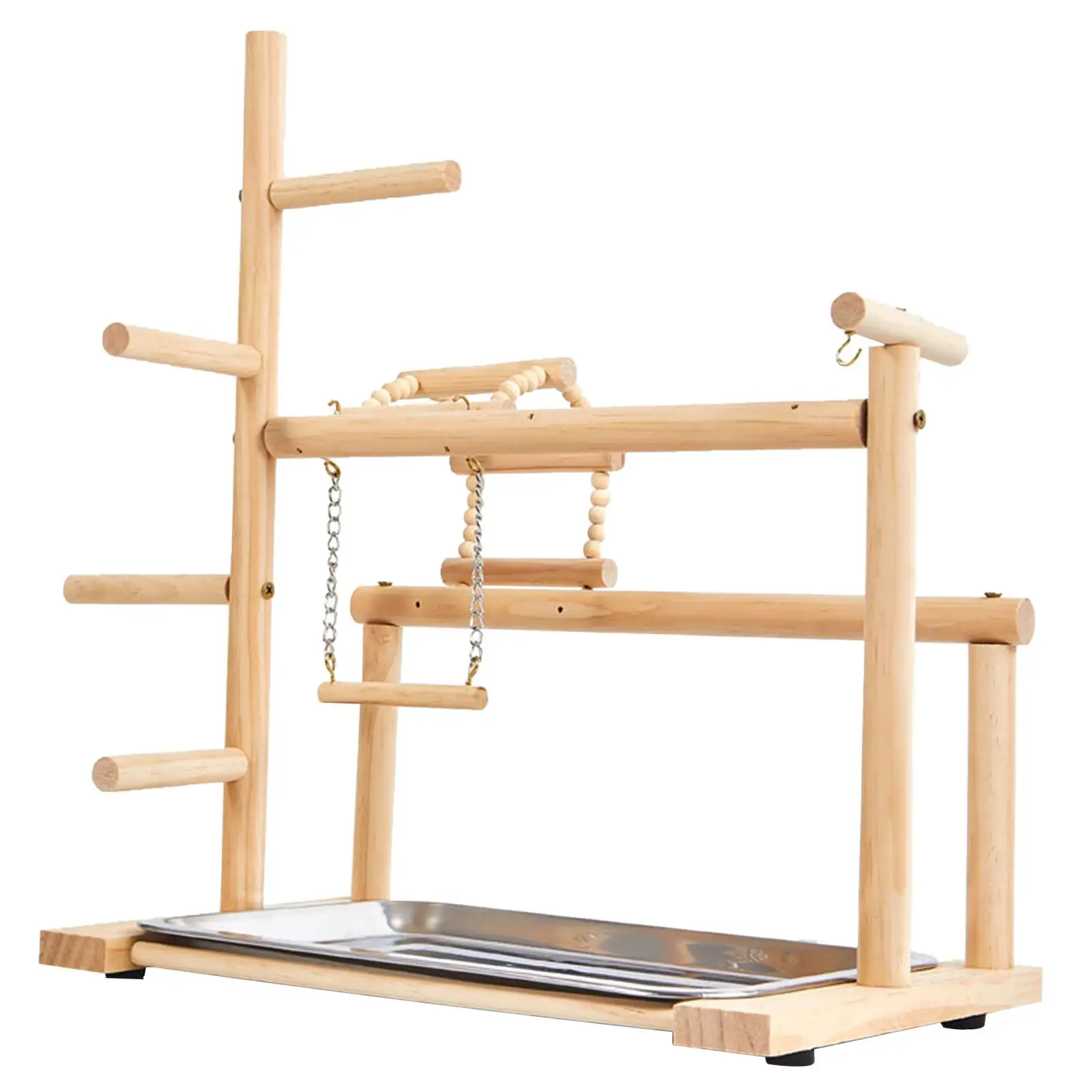 Parque infantil de madera para pájaros, parque infantil para periquitos, escalera con bandeja, soporte para juegos de pájaros, juguete de escalada - imagen 2