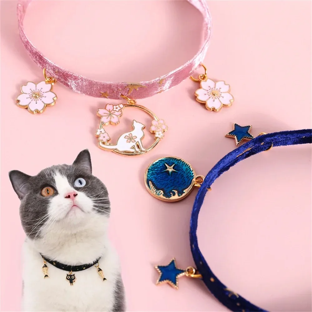 Collar Multicolor para gatos, Collar para mascotas, corbata para perros y gatitos, correa ajustable para el cuello, bonito Collar para cachorros y gatos con forma de luna y estrella, accesorios para mascotas - imagen 5