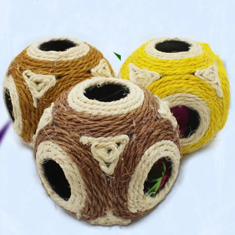 Bola de Sisal interactiva para gatos, juguete de captura de plumas, a prueba de mordeduras, productos para mascotas - imagen 4