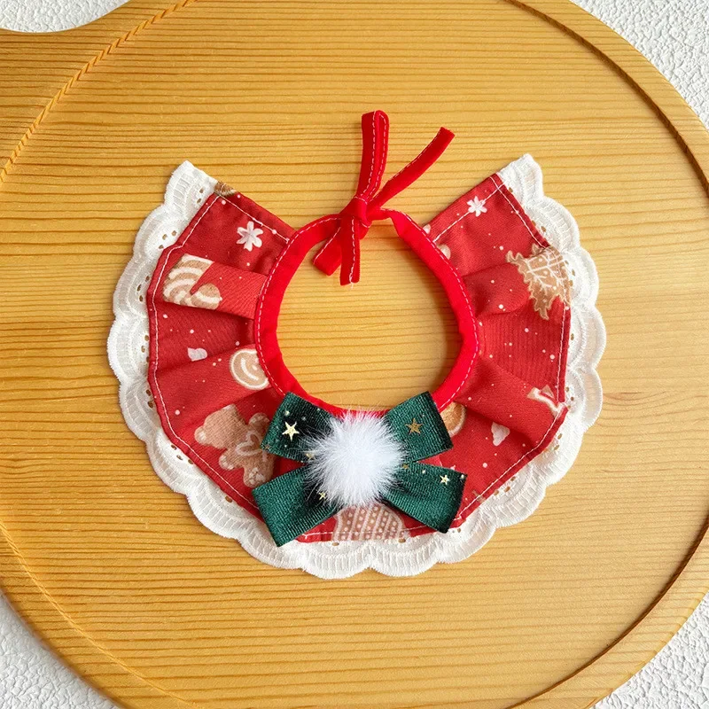 Bomei-Sombrero de Navidad para mascotas, conjunto de Collar para gato, bufanda bonita para perro, bufanda roja y verde para Nochevieja, accesorio para el cuidado de mascotas