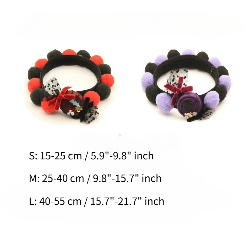 Collar de accesorios para disfraz de Halloween para perros y gatos con pompón, Collar ajustable con velcro para perros y gatos - imagen 3