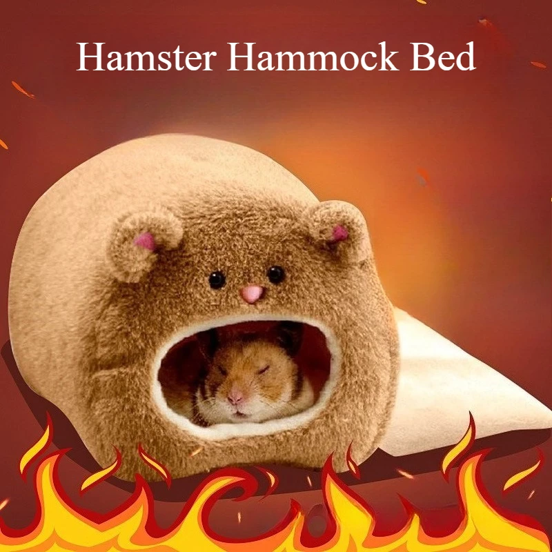 Hamaca cálida de invierno para mascotas, cama colgante de felpa suave para conejillos de indias, erizos, colchoneta acogedora para dormir para jaula de animales pequeños - imagen 2