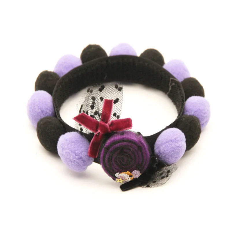 Collar de accesorios para disfraz de Halloween para perros y gatos con pompón, Collar ajustable con velcro para perros y gatos - imagen 5