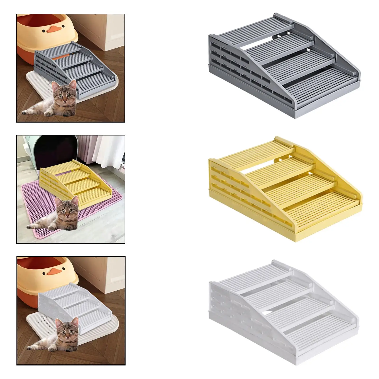 Rampa 4 pasos desmontable cómoda ajustable caja de arena gato práctica - imagen 4